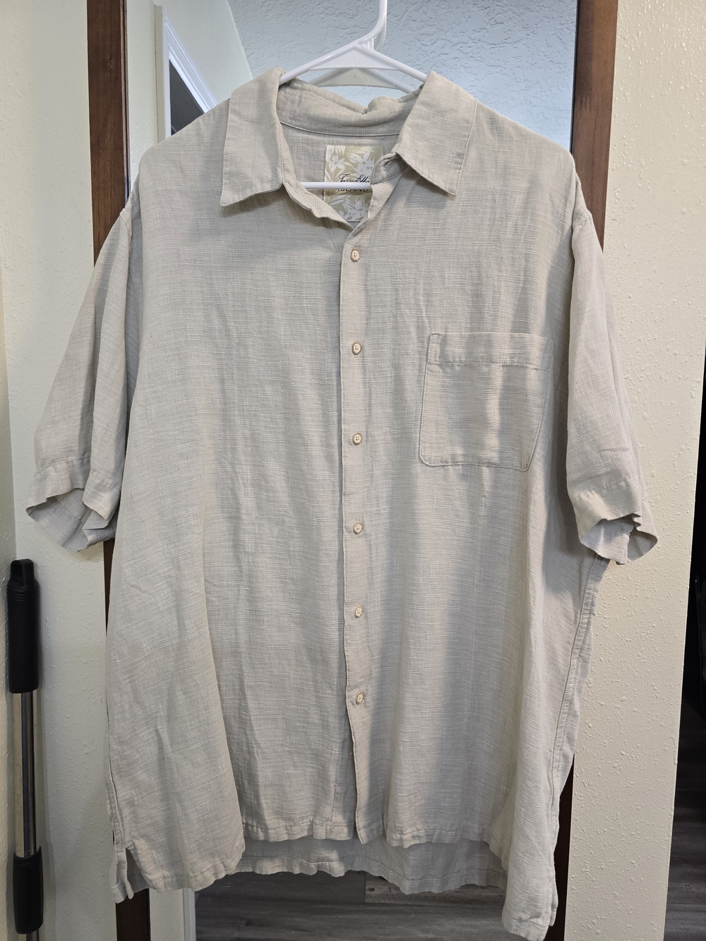 Tasso Elba Khaki Short-Sleeve Button-Down Shirt